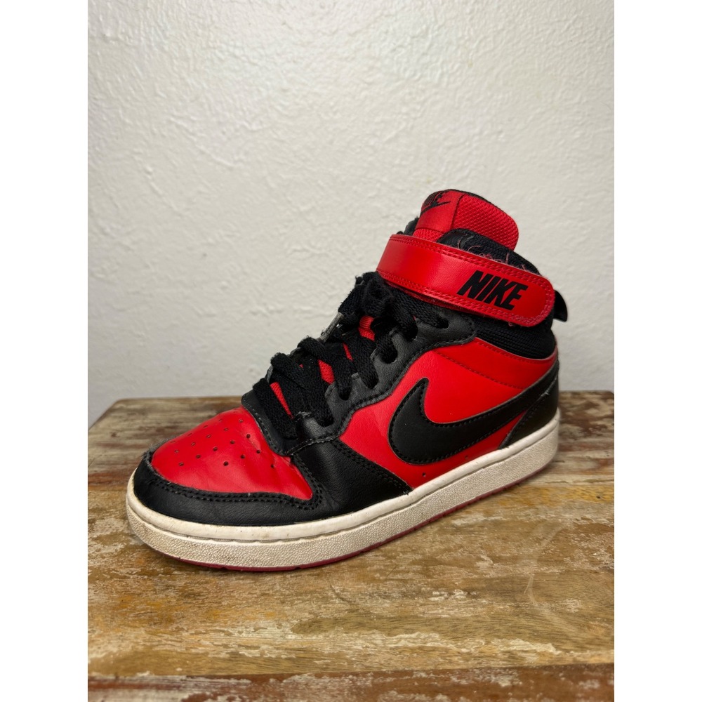 Nike Court Borough Mid 2 Youth Boys 4Y High Top Sneakers Red Black